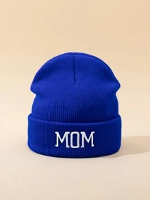 MAKEFGE 1 件男女通用户外休闲“妈妈”刺绣保暖无檐小便帽，简约时尚针织帽，适合日常装扮，秋冬季 - 均碼 - 查看 6