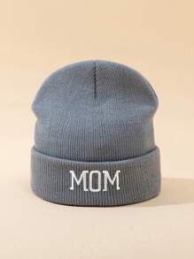 MAKEFGE 1 件男女通用户外休闲“妈妈”刺绣保暖无檐小便帽，简约时尚针织帽，适合日常装扮，秋冬季 - 均碼 - 查看 10