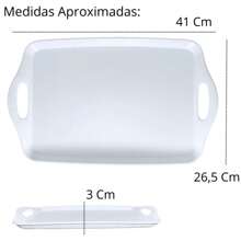 KIT OF 5 BREAKFAST/TEA SERVING TRAYS 41CM WITH WHITE HANDLES HOTEL AND SELF SERVICE RESTAURANT MELAMINE - 白色 - 查看 6