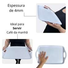 KIT OF 5 BREAKFAST/TEA SERVING TRAYS 41CM WITH WHITE HANDLES HOTEL AND SELF SERVICE RESTAURANT MELAMINE - 白色 - 查看 7