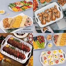 KIT OF 5 BREAKFAST/TEA SERVING TRAYS 41CM WITH WHITE HANDLES HOTEL AND SELF SERVICE RESTAURANT MELAMINE - 白色 - 查看 5