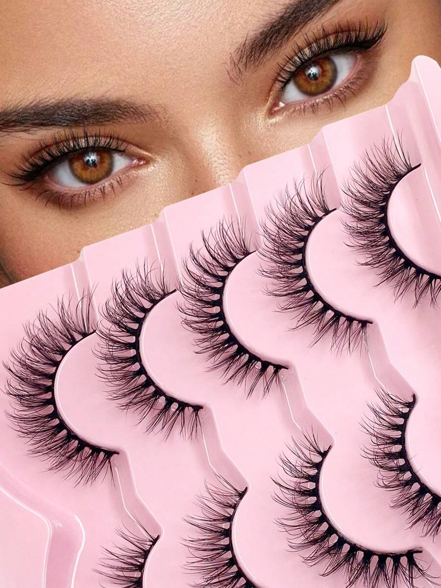 5 对全条假睫毛纤细自然睫毛浓密日常睫毛 3D 蓬松睫毛 - 自然纖長款 - 查看 1