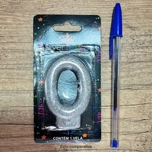 2 Number Birthday Candles Silver Glitter Shine - 10 years - View 7
