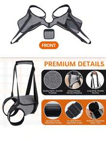 Arnés elevador ajustable para perros grandes, con acolchado suave, soporte para patas traseras para perros con discapacidad, lesiones en las articulaciones o de edad avanzada - Gris - Ver 5