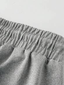 男士休闲直筒抽绳腰裤，纯亚麻灰色，宽松运动裤配白色腰带，时尚街头风格，适合所有季节，侧口袋