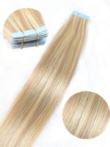 16"-24" Tape In 100% Human Hair Extensions For Women 20Pcs/Pack Straight Seamless Skin Weft Remy Human Tape In Hair Extensions Highlight Piano 18P613# - S18/613 - View 3