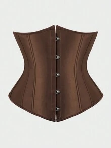Underbust Corsets For Women,Corset Belt Tummy Control Lace Up Satin Corset,Under Boob Corset Women's Lingerie & Shapewear - 棕色 - 查看 1