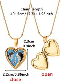 1 pièce Collier pendentif médaillon en forme de cœur personnalisé avec photo. Colliers personnalisés avec image de cœur. Chaîne ronde en acier inoxydable avec perles. Accessoires de bijoux personnalisés, idéaux pour cadeau pour maman, papa, amis, amoureux, famille