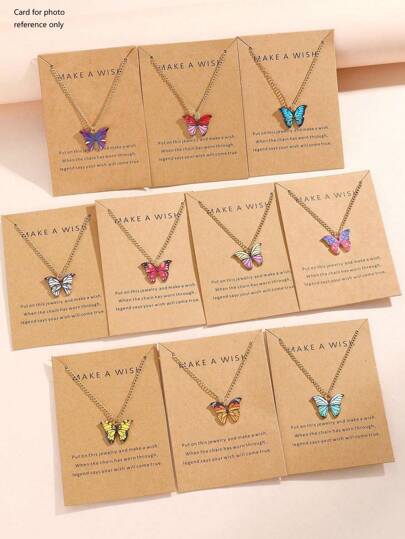5-10pcs/Set Minimalist Colorful Butterfly Y2K Pendant Necklace Set, Fit For Holiday, Party, Dating, Gift, Daily Match