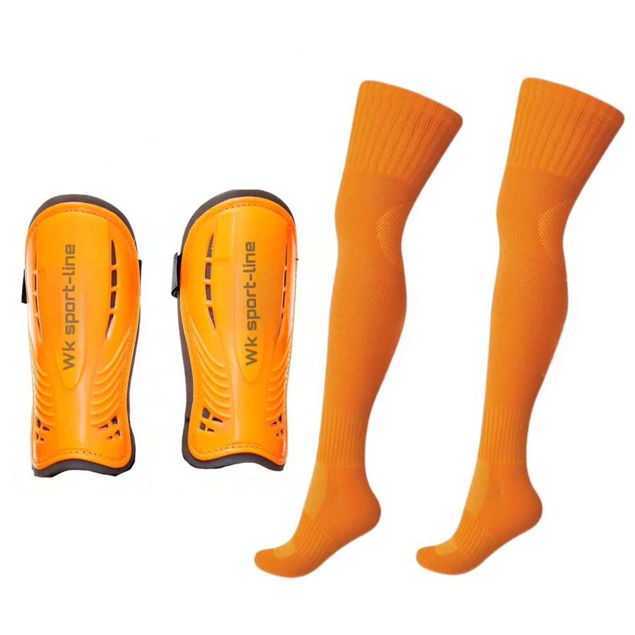 Futsal Football Socks And Shin Guards - 橘色 - 查看 1