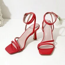 Womens Sandals Strappy Heels For Women Ankle Strap Lace Up Heels Square Open Toe Heels Tie Up Stiletto High Heeled Sandals For Prom, Party, Daily Wear - Đỏ - Xem 10