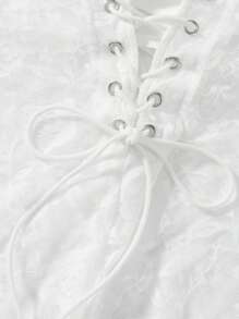 Women Lace Jumpsuits Halter Neck Cross Backless Sleeveless Long Rompers Summer Slim Playsuits Clubwear - White - View 7