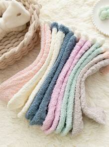 Calcetines de estar en casa con forro térmico de felpa para niñas en invierno, calcetines de tripulación cálidos - Multicolor - Ver 15