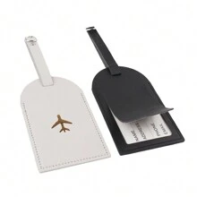 2pcs Fashionable Lightweight PU Leather Simple Style Airplane Pattern Solid Color Student Luggage Tag Set, Suitable For Flight, Back To School, Wedding, Honeymoon, Travel Gift For Couple Summer Travel Essentials Workout School Supplies Camping Holiday Essentials Vacation Accessories Travel Accessories Cruise Luggage Tags Suitcase Tag Bag For School School Accessories School Stuff - Multicolor - View 7