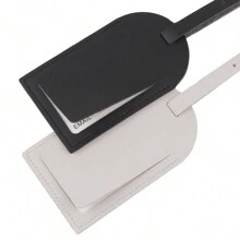 2pcs Fashionable Lightweight PU Leather Simple Style Airplane Pattern Solid Color Student Luggage Tag Set, Suitable For Flight, Back To School, Wedding, Honeymoon, Travel Gift For Couple Summer Travel Essentials Workout School Supplies Camping Holiday Essentials Vacation Accessories Travel Accessories Cruise Luggage Tags Suitcase Tag Bag For School School Accessories School Stuff - Multicolor - View 4