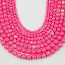 Hạt tròn màu hồng tự nhiên/tổng hợp 4mm/6mm/8mm/10mm, khoan, dùng làm vòng tay, vòng cổ, khuyên tai, trang sức thời trang, phụ kiện - Hồng thông hoàng gia - Xem 1