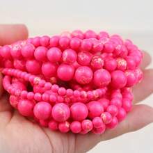 Hạt tròn màu hồng tự nhiên/tổng hợp 4mm/6mm/8mm/10mm, khoan, dùng làm vòng tay, vòng cổ, khuyên tai, trang sức thời trang, phụ kiện - Hồng thông hoàng gia - Xem 5
