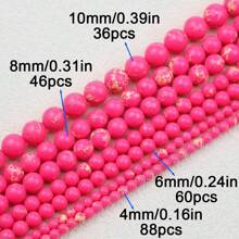 Hạt tròn màu hồng tự nhiên/tổng hợp 4mm/6mm/8mm/10mm, khoan, dùng làm vòng tay, vòng cổ, khuyên tai, trang sức thời trang, phụ kiện - Hồng thông hoàng gia - Xem 6