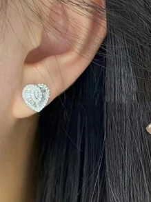 1 Pair Romantic Cubic Zirconia Stud Earrings For Women For Wedding Engagement Anniversary Party Jewelry Valentine's Day Gift