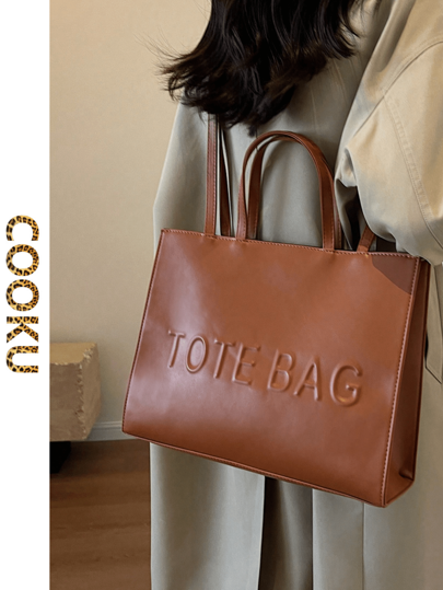 Bolsa Tote Grande Capacidade Feminina Simples Elegante Carta Impressa Bolsa de Ombro