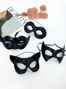 4 件装经典复古威尼斯风格 PVC 黑色面具，轻巧柔软，适合服装、化妆舞会，男女皆宜 - 黑色 - 查看 8