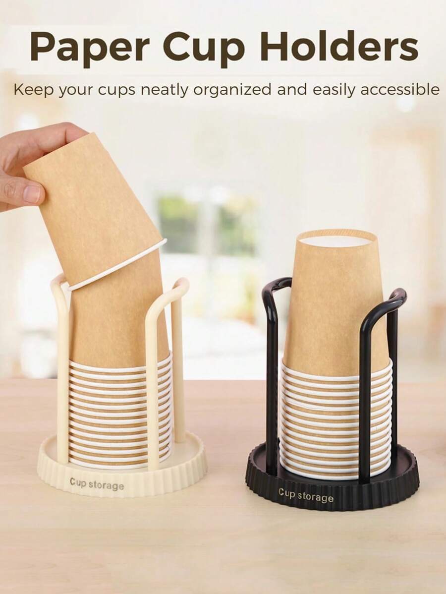 1 pieza/Soporte para vasos de papel, estantería de almacenamiento desechable para vasos para el hogar, soporte de almacenamiento multifuncional para tazas de café y té con leche para el escritorio, dispositivo para colocar y recoger vasos - Multicolor - Ver 1