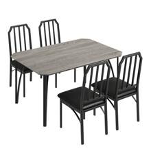 Dining Table Set For 4, Kitchen Table Chairs Set Of 4 With Ultra Comfortable PU Cushion, Dining Room Table Set For 4 Furniture With Kitchen Chairs Suitable For Small Space - Grey - View 9