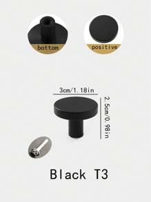 4pcs/1pc Aluminum Alloy Round Single Hole Pull Handle Screws, Free Golden Cabinet Drawer Wardrobe Door Knobs, Simple Black Furniture Hardware Pulls