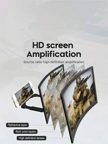 New 14 Inch Curved Screen Mobile Phone Screen Amplifier For Slouchy People Watching TV Shows, Desktop Phone Stand Amplifier - Black - View 3