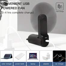 JISULIFE Portable Fan With 4500 MAh Power, Maximum Run Time 46 Hours, Rechargeable Fan, Battery Powered Or USB Powered Folding Mini Fan, 3 Speed, Enhanced Airflow, Pocket Quiet Fan, Travel/Summer/Music Festivals Gift For Men And Women - màu đen - Xem 5