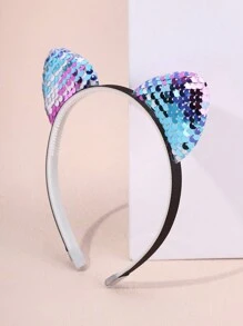 8 sztuk/1 szt. Nowe błyszczące cekiny Kocie uszy obręcz do włosów, słodka księżniczka opaska na głowę, festiwal/uroczystość/prezent urodzinowy, akcesoria do włosów - Wielokolorowe - Zobacz 11