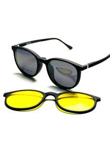 Round Clip On Glasses Frame TR-90 Material With Spring - 黑色 - 查看 4