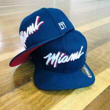 Miami City Blue Straight Brim Cap, Men's And Women's, Embroidered With Adjustment - 藏蓝色 - 查看 2