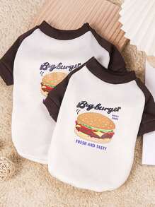 全新秋冬季宠物狗汉堡运动衫保暖服装适合贵宾犬、泰迪熊、猫 - 米色 - 查看 3