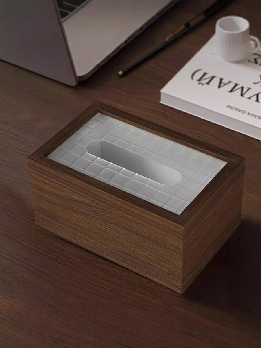 Hộp đựng khăn giấy gỗ óc chó mới, Hộp đựng khăn giấy phòng khách gia đình, Hộp đựng khăn ướt phòng tắm, Giá đựng khăn giấy, Hộp đựng khăn giấy gỗ sang trọng nhẹ, Hộp đựng khăn giấy đa năng có sức chứa lớn - Bìa ca rô - Xem 1