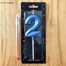2 Birthday Candles Blue Number Design Various Ages - 20年 - 查看 3