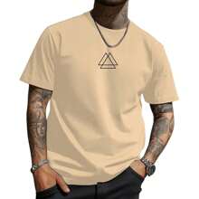 T-Shirt Unisex Shirt 3 Triangle Streetwear Blouse 100% Cotton - 米色 - 查看 2