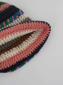 1 件女士复古夏尔巴羊毛帽，温暖厚针织帽，咖啡色，复古手工针织帽，适合秋冬季冬季圣诞节无檐小便帽 - 彩色 - 查看 11