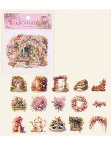 30 件/包复古植物和花卉 PET 防水垃圾日记本剪贴簿装饰工艺剪贴簿贴纸 15design Partten - 彩色 - 查看 11