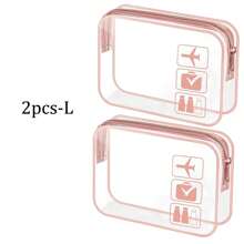 4 件套黑色时尚简约男女洗漱包，夸脱大小的防水透明化妆包，适合旅行，男女通用，可携带上飞机和赠送，节日必备品，女士夏季沙滩包，旅行必备返校用品