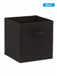 6 Pcs/3 Pcs Storage Box Foldable Uncovered Square Storage Basket Drawer Miscellaneous Basket Wardrobe Clothes - Black - View 7