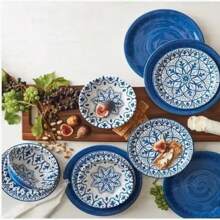 12 Piece Melamine Dinnerware Set (Blue) - Blue - View 2