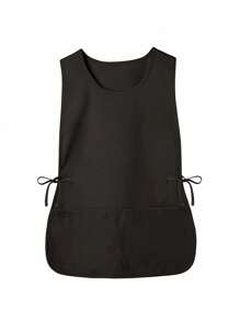 1pc Unisex Apron For Home Cleaning, Pinafore Style With 2 Pockets - Solid Color - View 1
