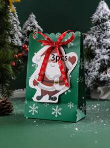 3/5 件圣诞礼品袋，创意蝴蝶结和雪花印花圣诞纸袋，糖果/零食袋圣诞节圣诞装饰品圣诞睡衣圣诞礼物圣诞装饰 - 彩色 - 查看 14