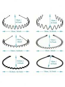 1/6 Pcs Metal Headbands Wavy Hairband Spring Hair Hoop Sports Fashion Hair Bands Black Elastic Non Slip Simple Headwear Accessories Y2k, Men Accessories, Accessories For Man, Head Accessories For Men