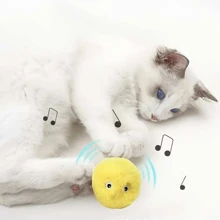 Juguete de peluche interactivo con pelota para gatos - Juguete de entrenamiento divertido con sonido chirriante para mascotas