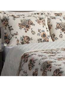 Kit 03 Pieces Bedspread Queen King Fascinio 100% Cotton Soft Touch Double-Sided Quilted Printed - Rỉ Nâu - Xem 3