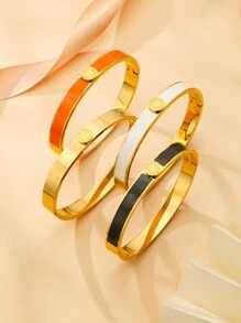 1 Piece 7mm Luxury Width Roman Digital Disc Bracelets Men Stainless Steel Drip Gum Bracelet For Women Party Gifts Wholesale