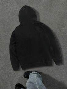 男式 Y2K 连帽衫 哥特式休闲印花连帽衫 - 黑色 - 查看 2