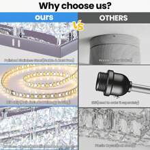 diisunbihuo 15" Modern Square Crystal LED Ceiling Light Fixtures, Chandelier Ceiling Lights 3-Tiers Flush Mount Ceiling Lamp Fixture For Living Room Dining Room (Cool White/Dimmable)